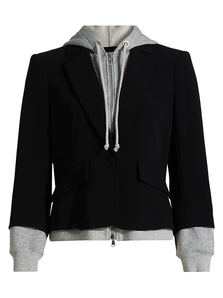 Women's Le Petit Khloe Zip-UpBlazer - Black Heather Grey - Size 16