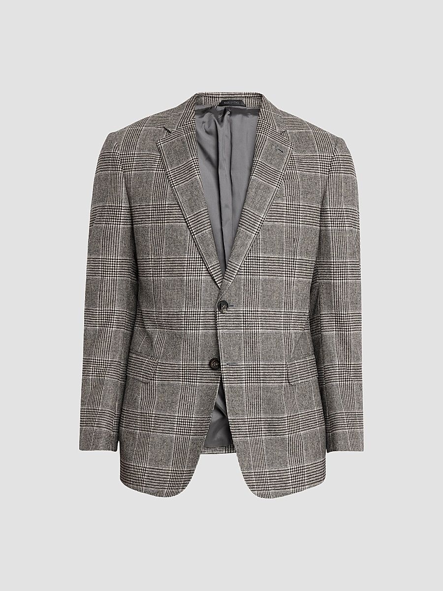 Men's Glen Check Wool-Cashmere Sport Jacket - Black Multi - Size 50