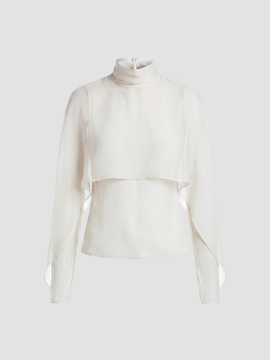 Nicholas the Label Women's Dahlia Georgette Cape Blouse - Pearl - Size 0