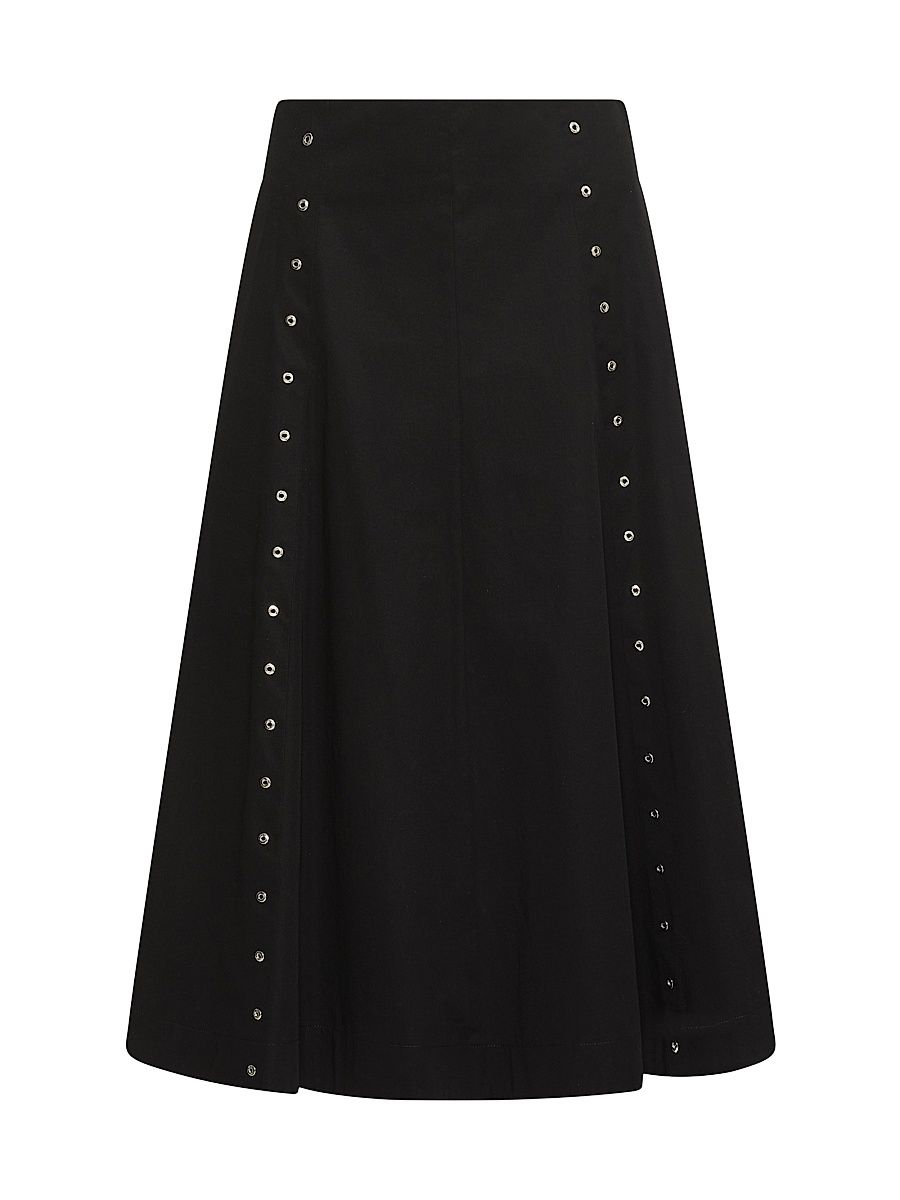 Women's Flared Cotton Gabardine Skirt - Black - Size 8