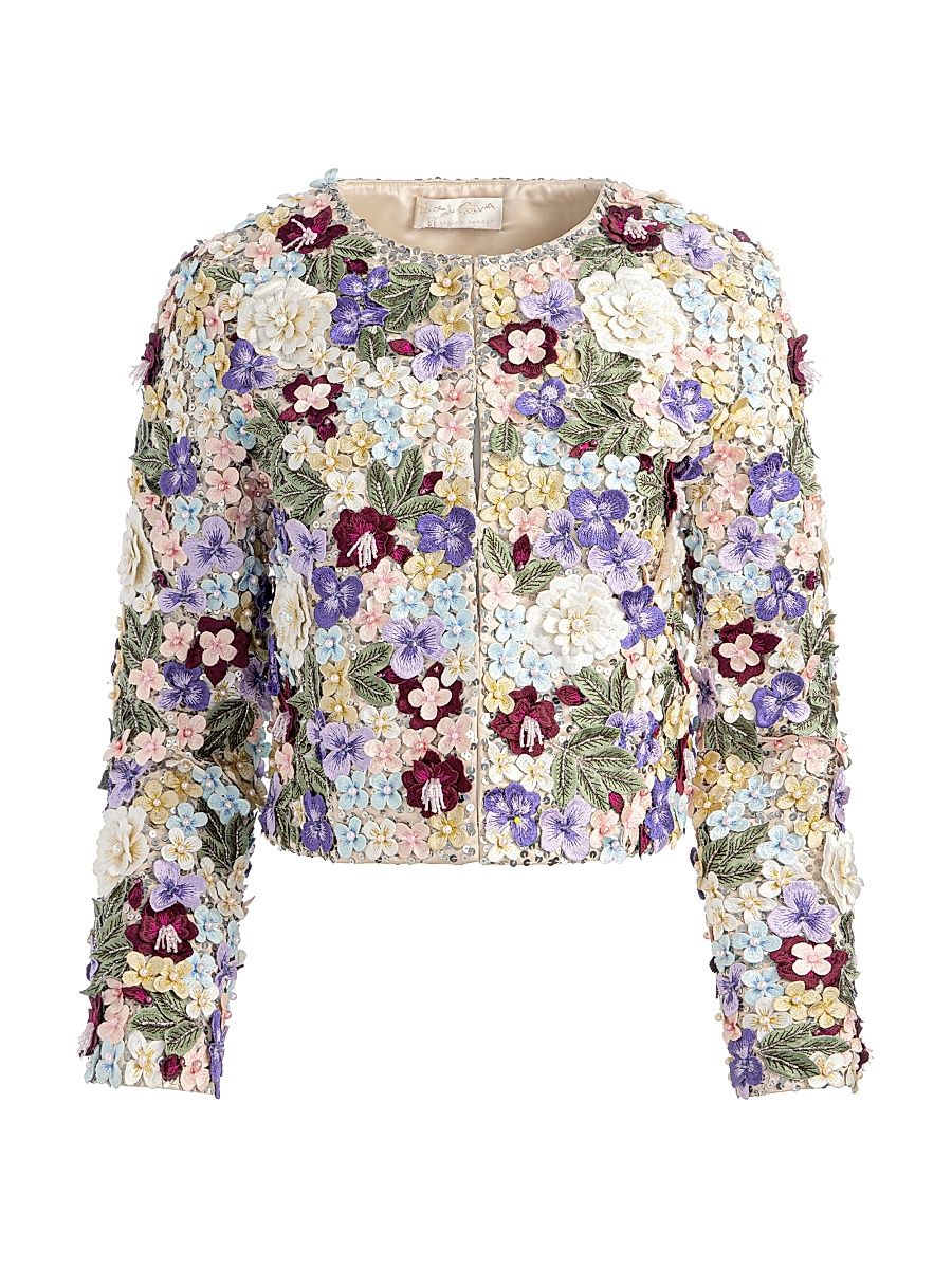 Women's Kidman Boxy Embellished Jacket - Champagne Multi - Size Small