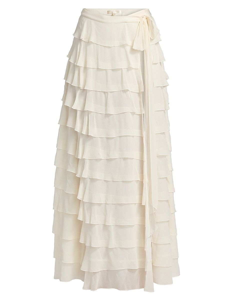 Women's Reiyanette Tiered Chiffon Maxi Skirt - Ivory - Size 6