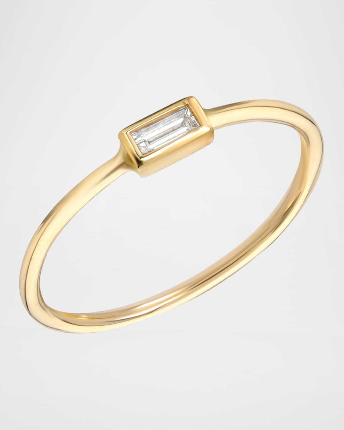 14k Gold Diamond Baguette Ring, Size 6-7
