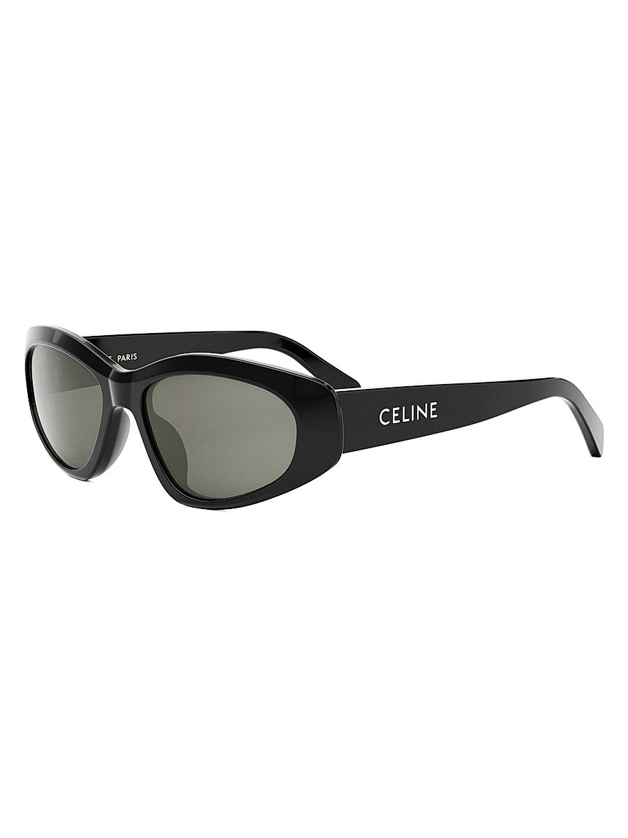 Men's Monochroms 57MM Geometric Sunglasses - Shiny Black Smoke