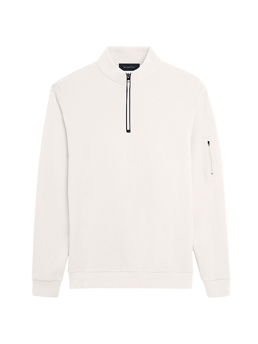 Men's Quarter-Zip Knit Jacket - White - Size Small