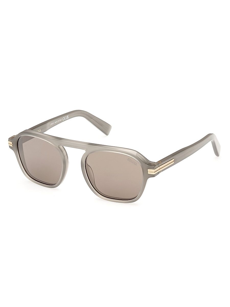 Men's 51MM Round Sunglasses - Grey Taupe Mirror