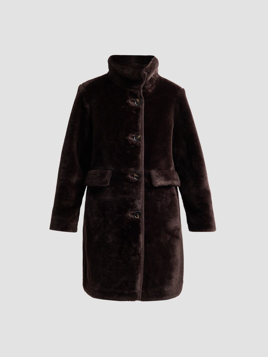 Mercer Collective Women's Faux Fur Button-Front Coat - Chocolate - Size XS