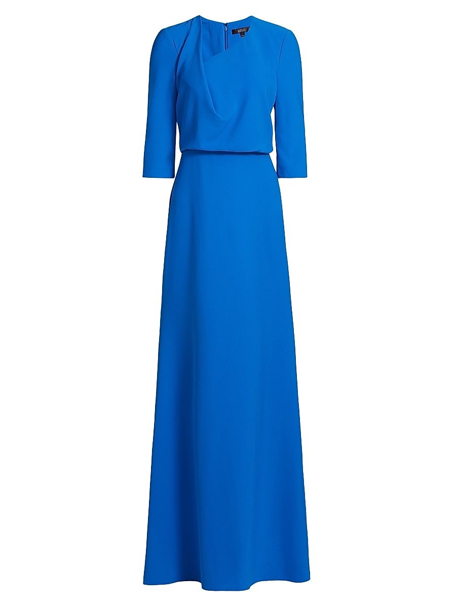 Women's Crepe Asymmetric Blouson Gown - Cobalt - Size 6