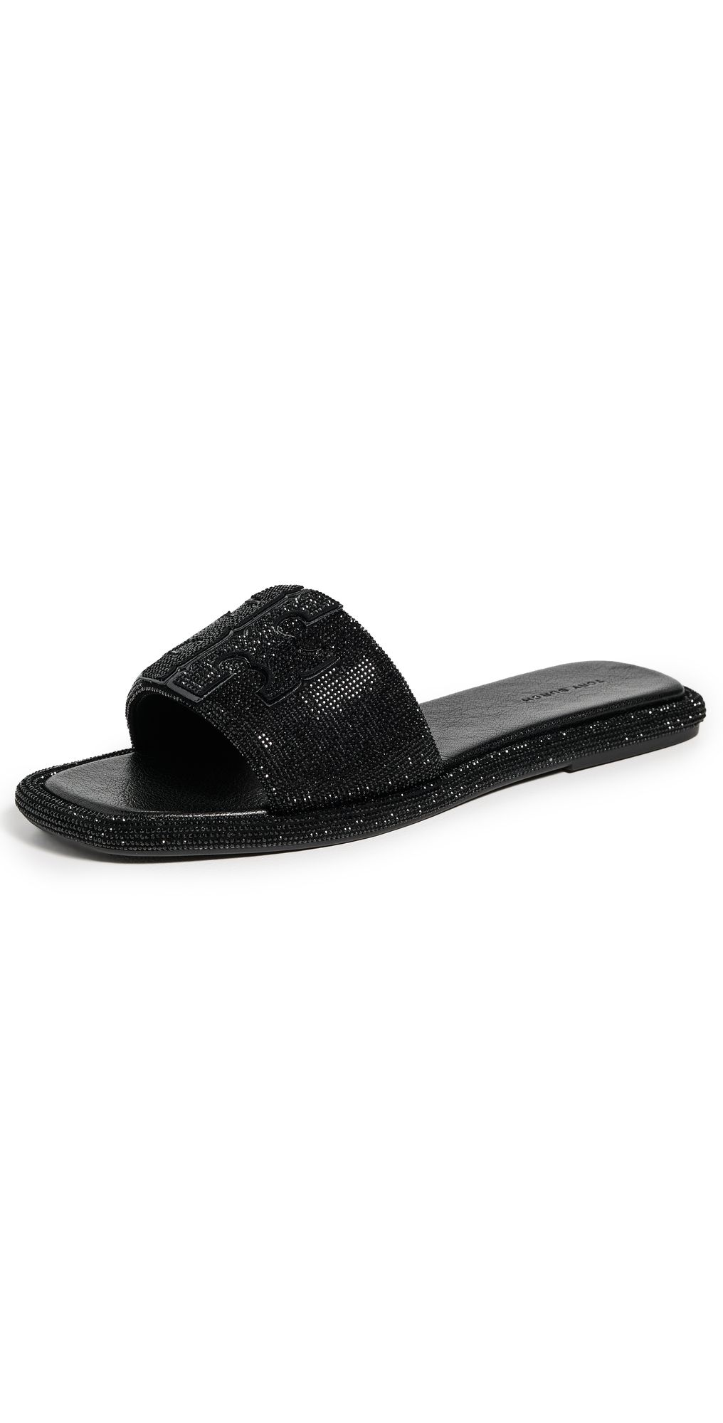 Tory Burch Double T Pave Sport Slides Perfect Black/Jet 12