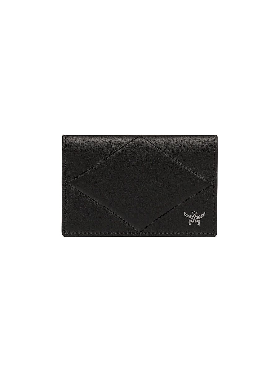 Men's Diamond Leather Card Holder - Black