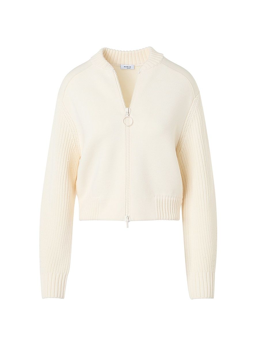Women's Multi Milano Knit Bomber Jacket - Ivory - Size 16