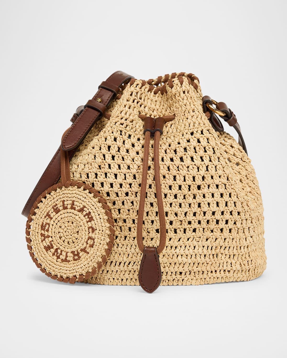 Falabella Crochet Raffia Bucket Bag