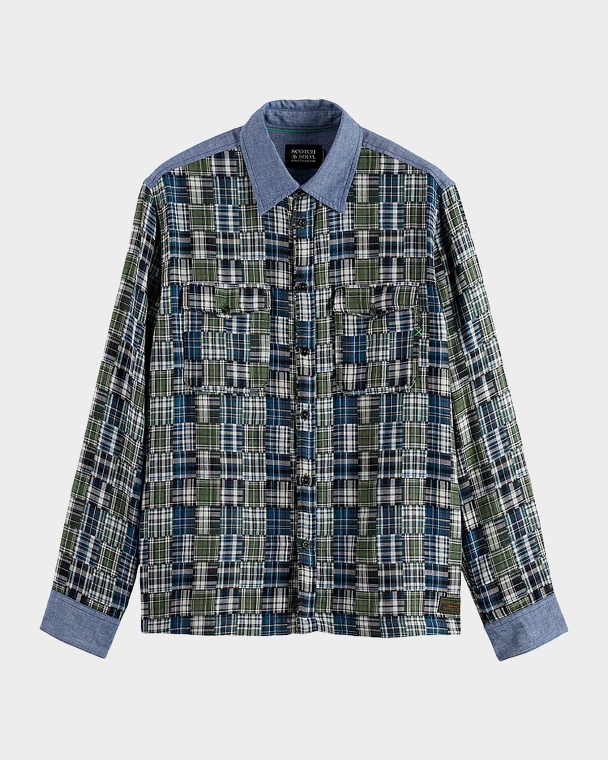 Men & apos;s Patchwork Flannel Relaxed-Fit Button-Down Shirt