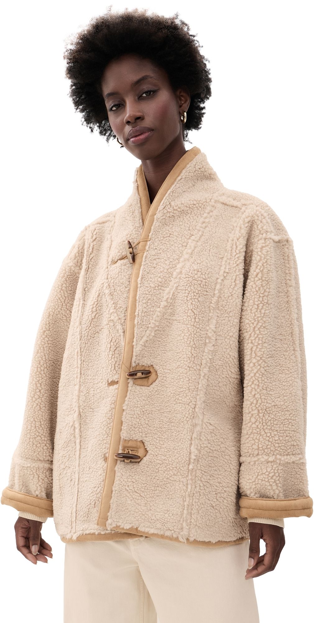 Apiece Apart Aspen Reversible Sherpa Toggle Coat Tan XS