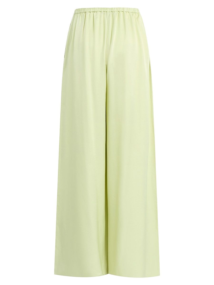 Women's The Everything Hammered-Satin Wide-Leg Pants - Green Tea - Size XS