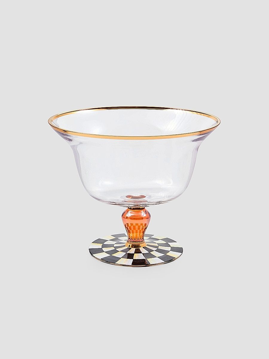 Courtly Check Glass Pedestal Bowl