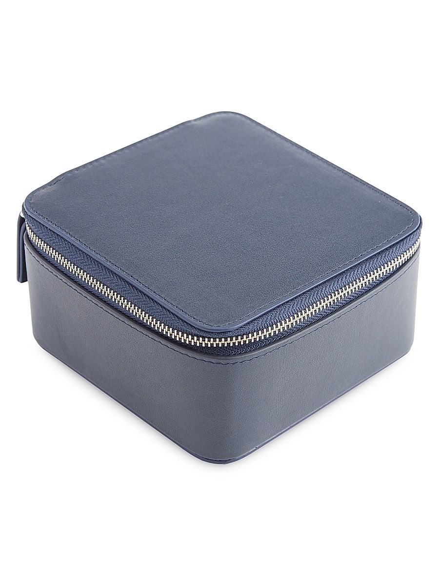 Women's Zipper Leather Travel Jewelry Case - Navy