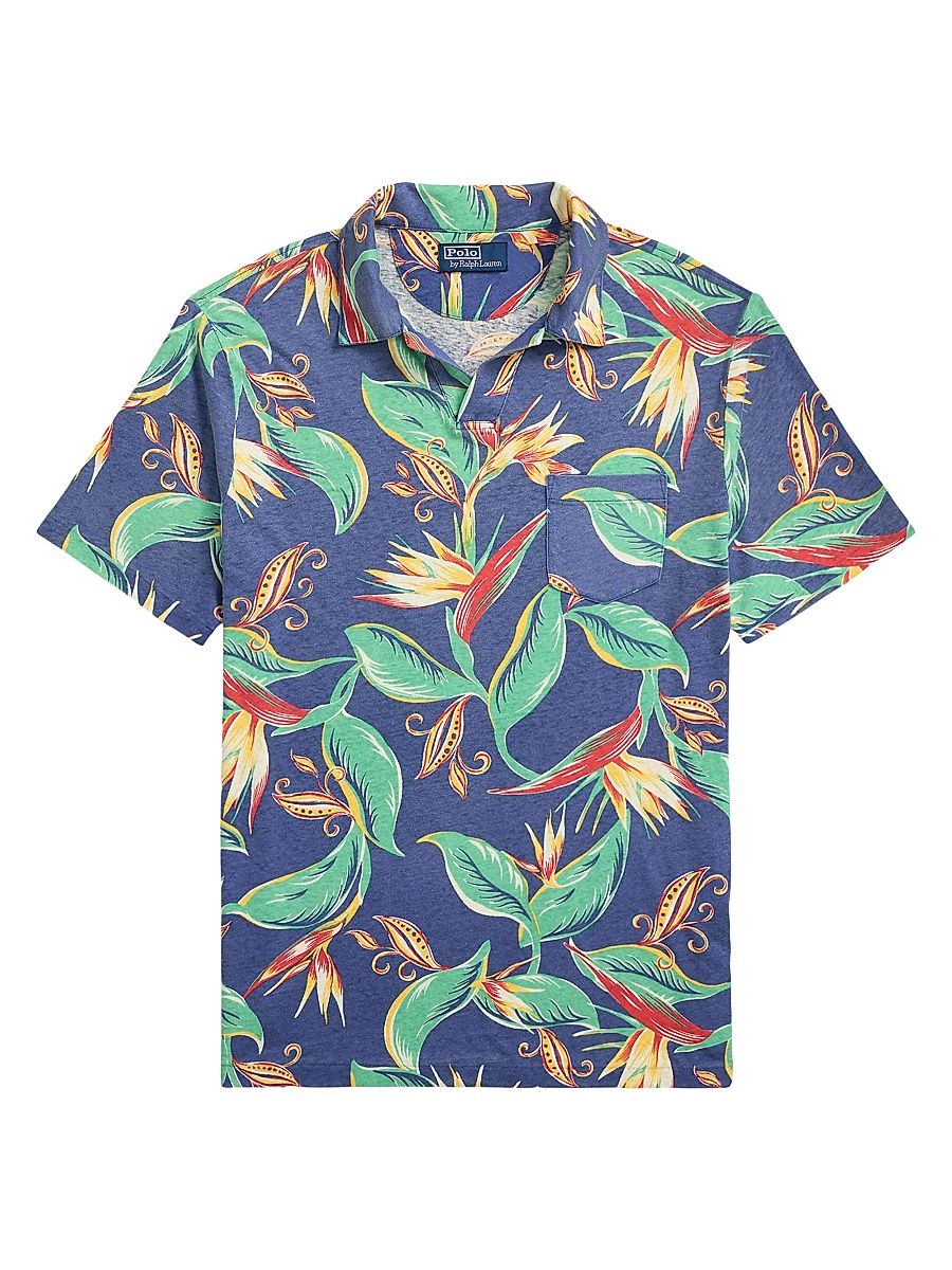 Men's Tropical Slim-Fit Polo Shirt - Birds Of Paradise Floral - Size XL