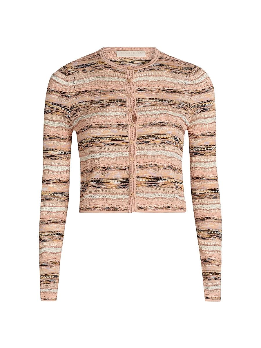 Women's Mia Striped Knit Cardigan - Hibiscus - Size Large