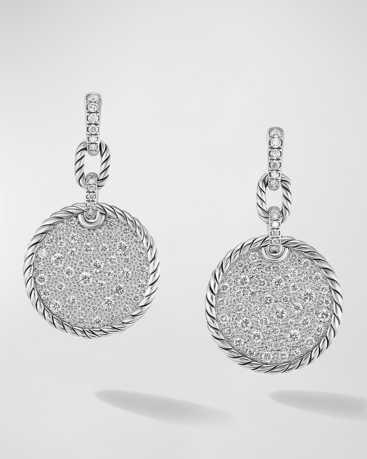 Elements Earrings with Diamonds in Silver, 0.75"