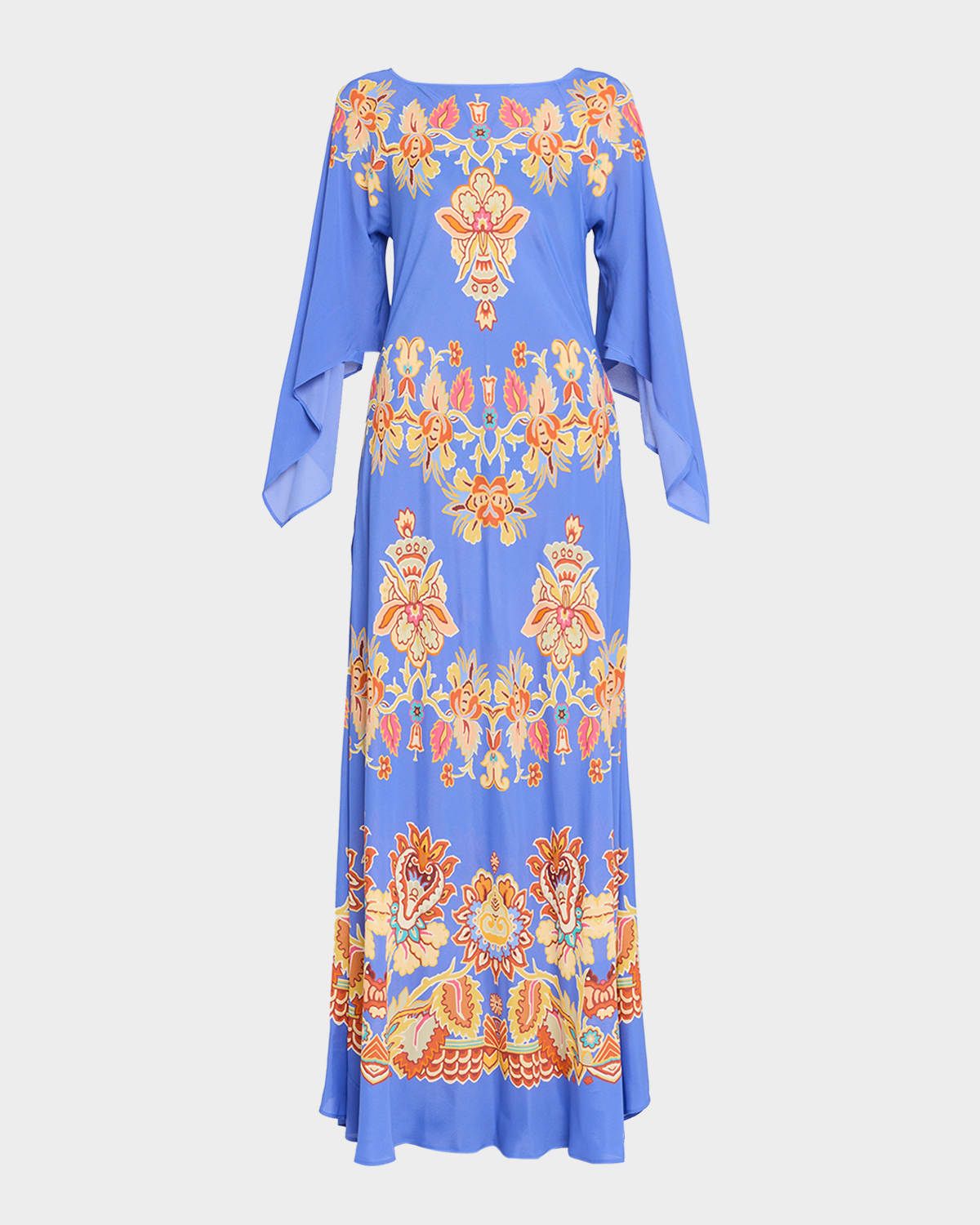 Floral Printed Boat-Neck Maxi Dress