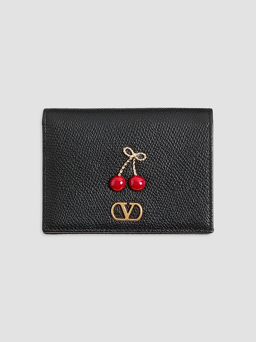 Valentino Women's Cherryfic Wallet in Grainy Calfskin - Black