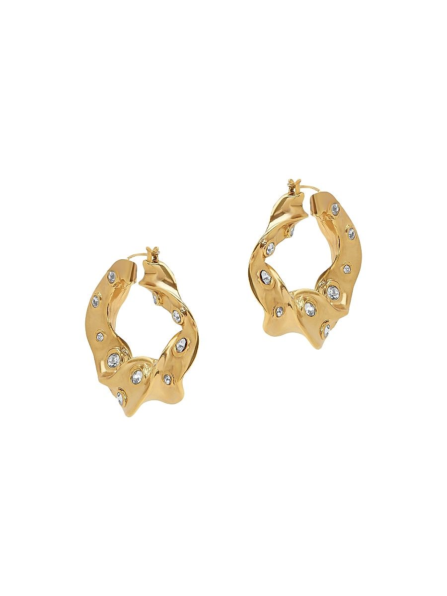 Women's Goldtone & Glass Crystal Hoop Earrings - Crystal