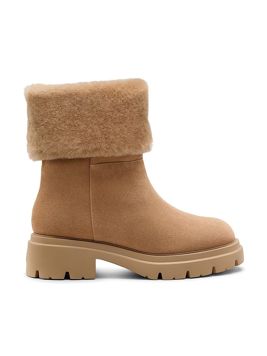 Women's Hudson 50MM Shearling Booties - New Camel - Size 9