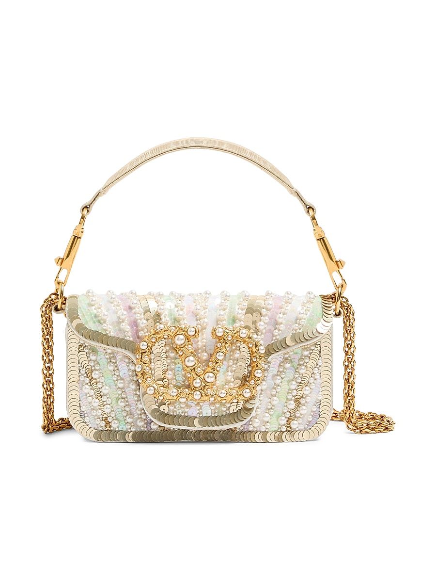 Women's Locò Small Embroidered Shoulder Bag with Jewel Logo