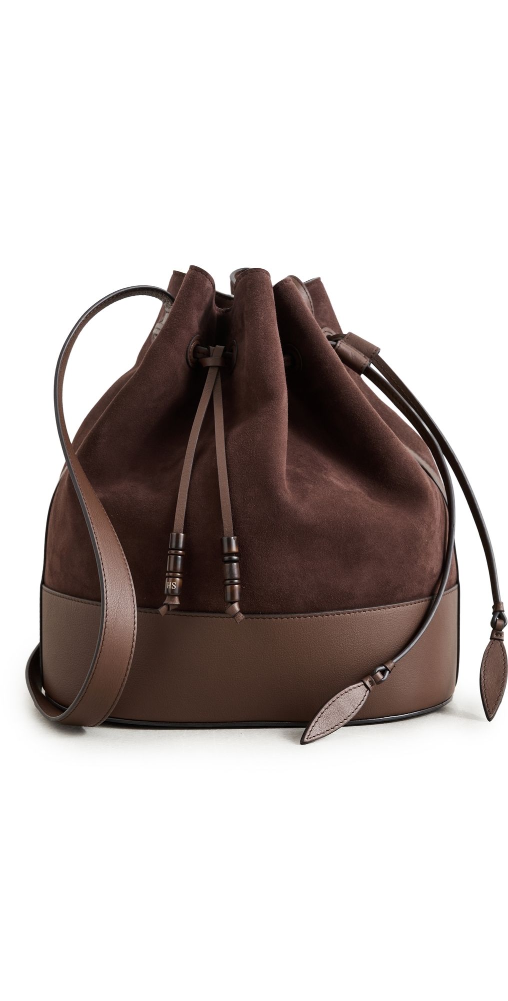 Hunting Season Extra Large Drawstring Bucket Bag In Suede Dark Brown One Size