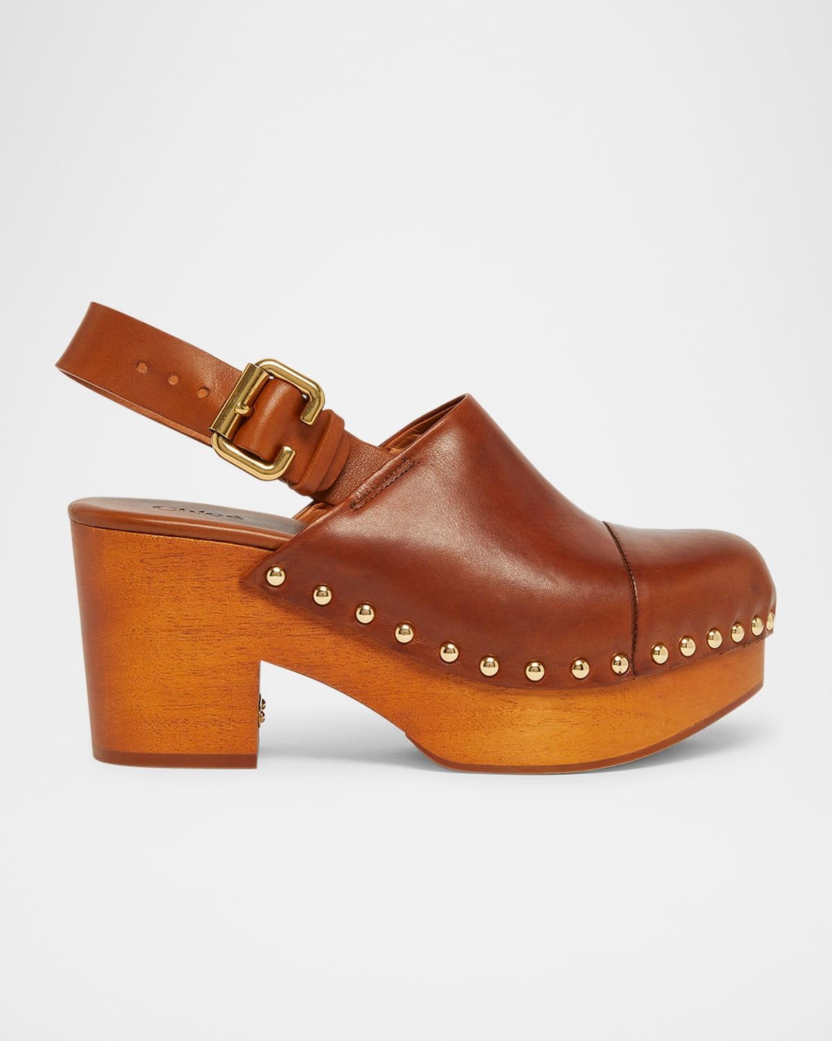 Jeannette Leather Slingback Platform Clogs