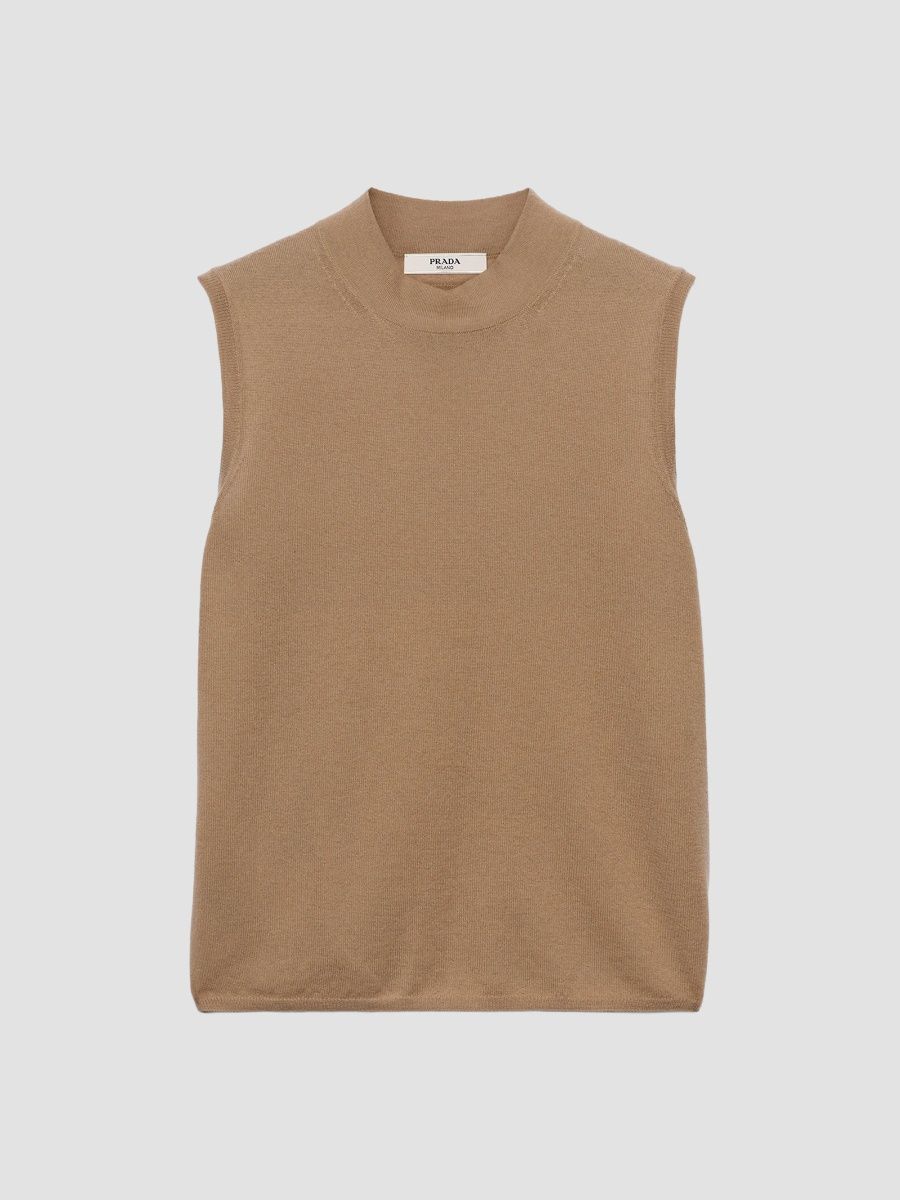Prada Women's Cashmere Vest Top - Brown - Size 8