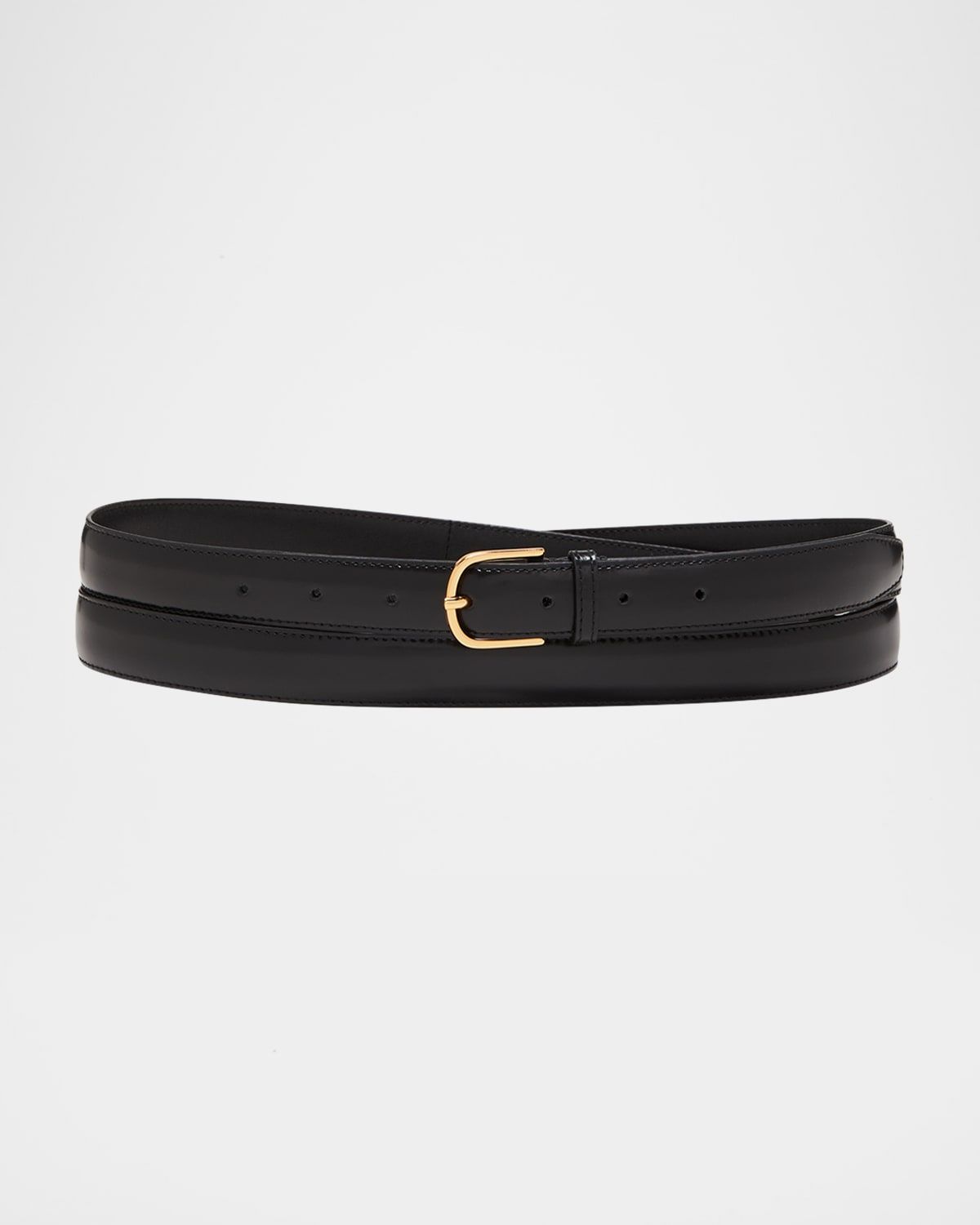 Black Slim Trouser Leather Belt