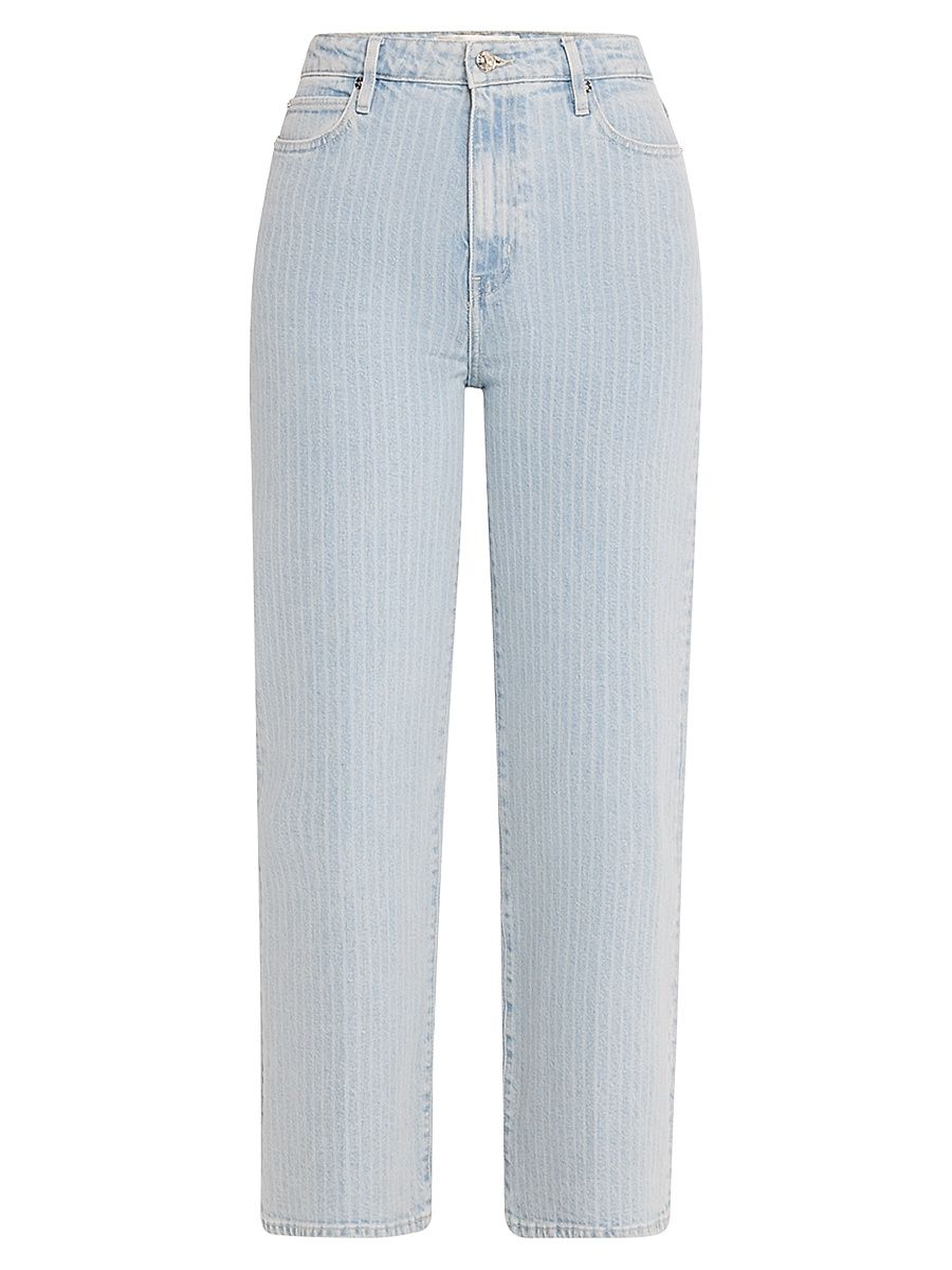 Women's The Wide Pinstriped High-Rise Wide-Leg Jeans - Light Blue - Size 31