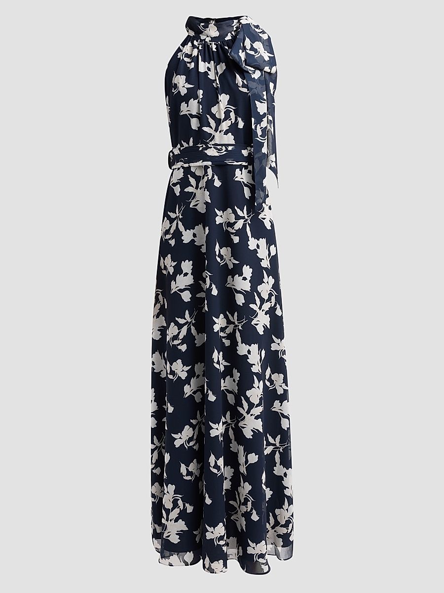 Women's Diana Floral Chiffon Gown - Navy Venetia Petal - Size 0