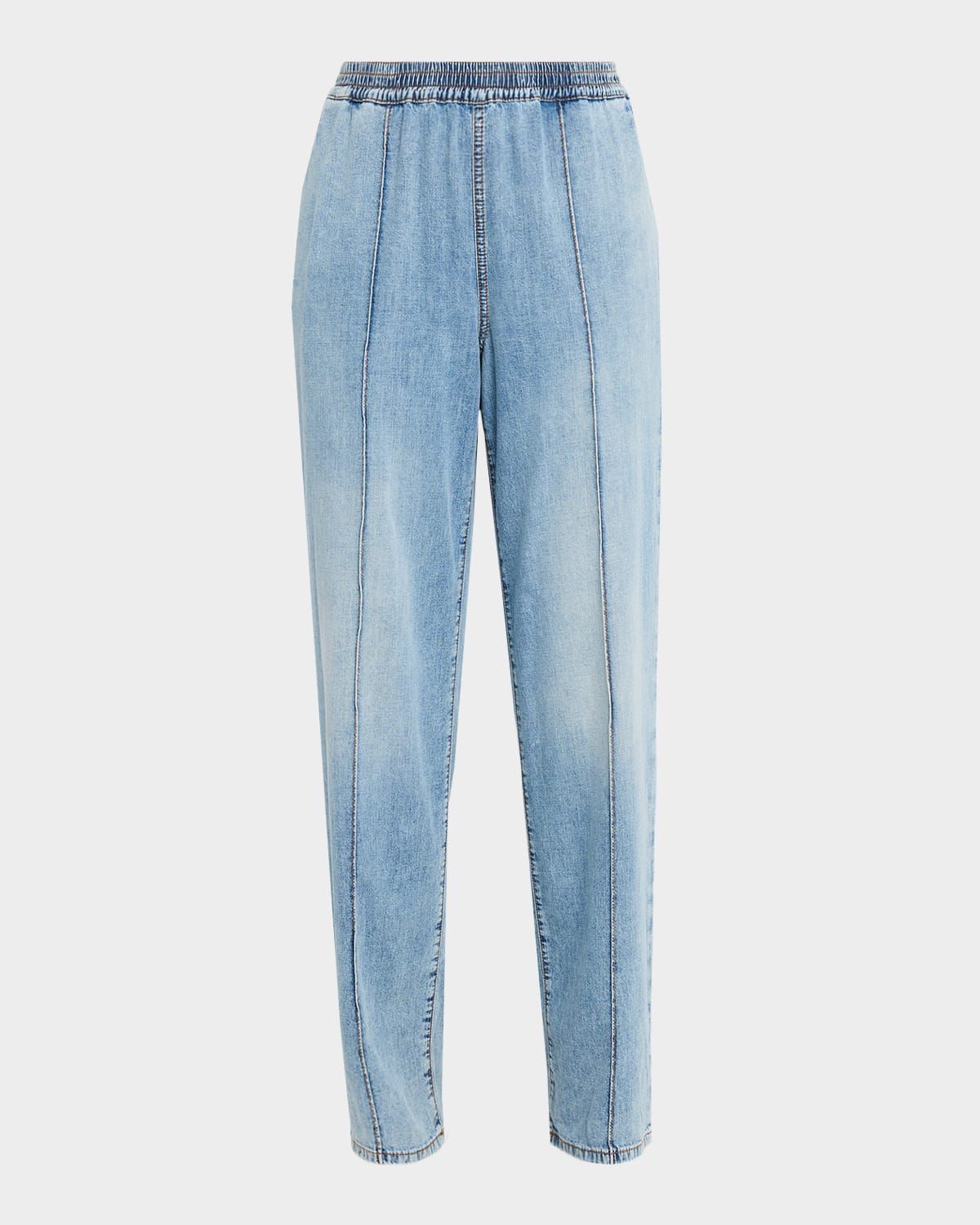 Pintuck Cotton Chambray Jogger Trousers