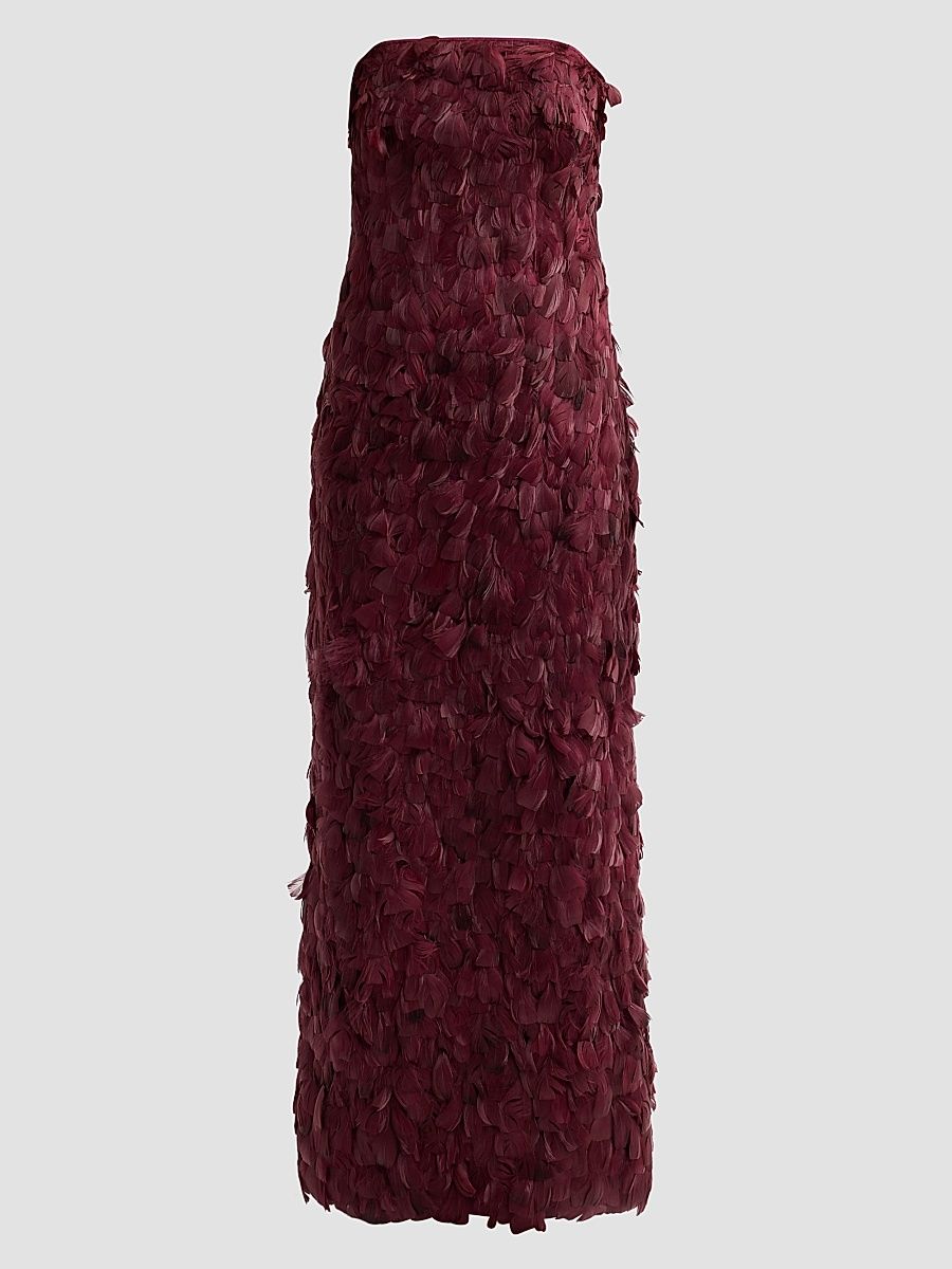 Women's Malvina Feather Strapless Gown - Fig - Size 10