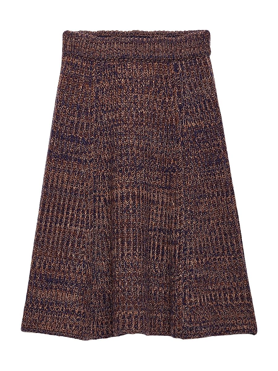 Women's Wool and Cashmere Knit Skirt - Blue Red - Size 6