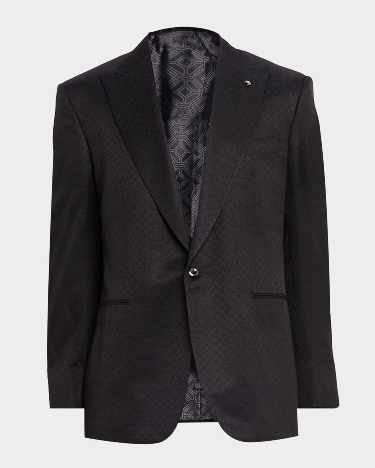 Men & apos;s Geometric Silk Jacquard Single-Breasted Sport Coat