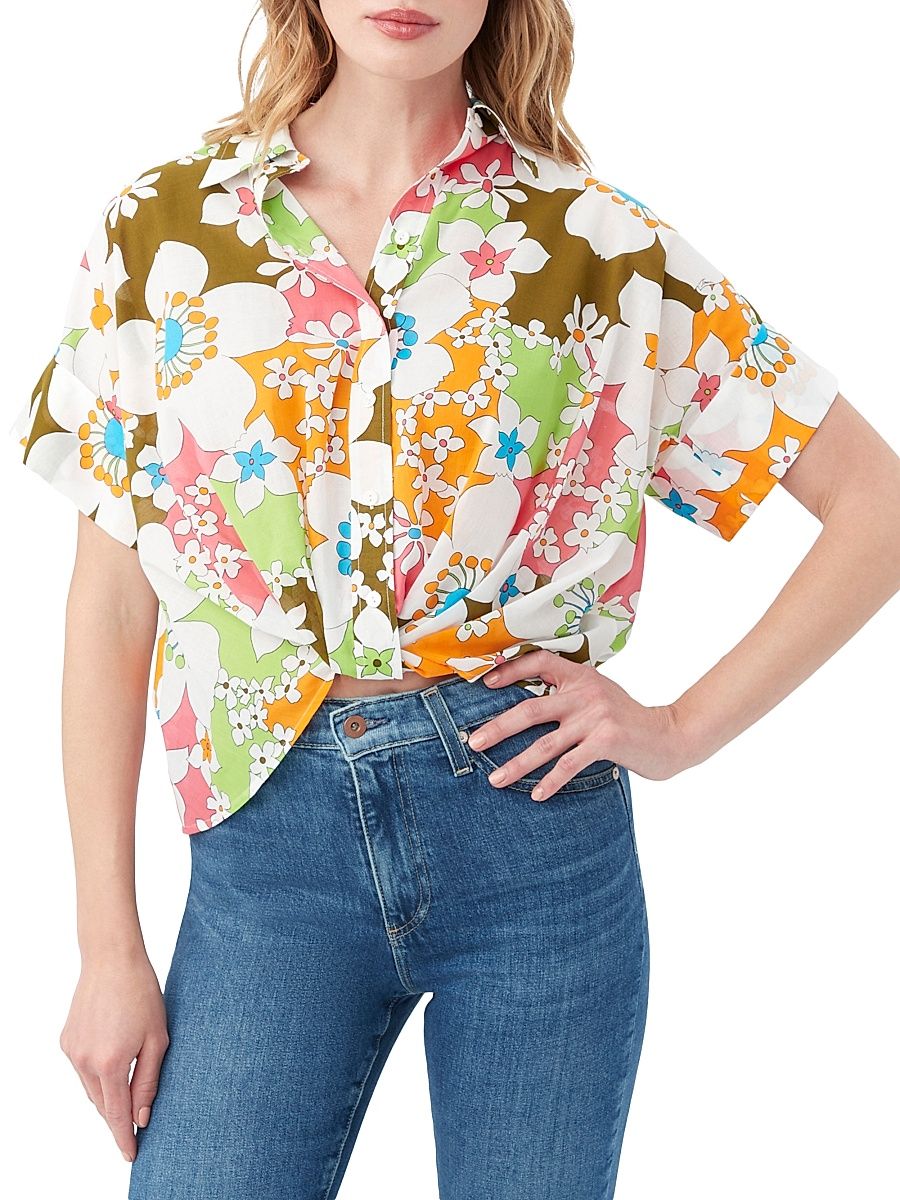 Women's Coty Floral Cotton Tucked Shirt - Size Small