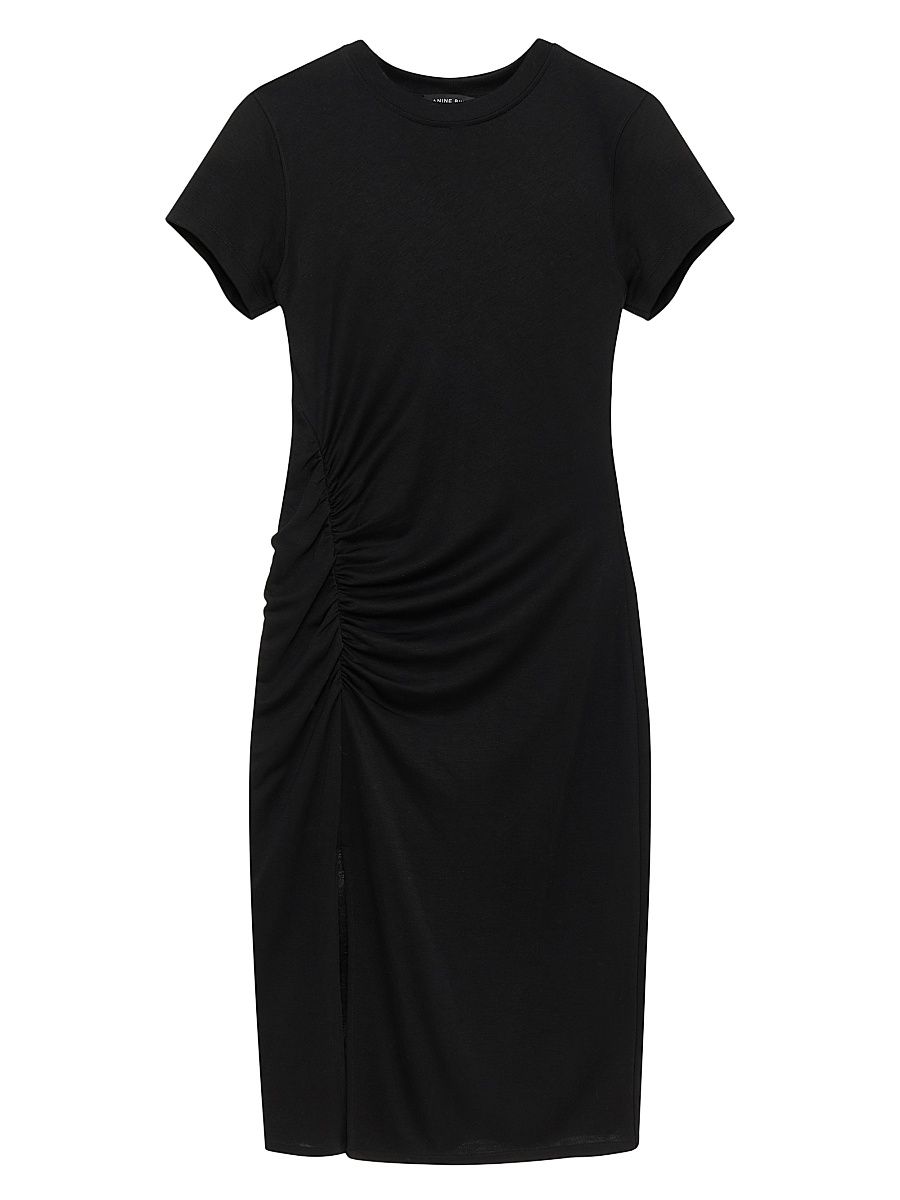 Women's Vida Ruched Midi-Dress - Black - Size XS
