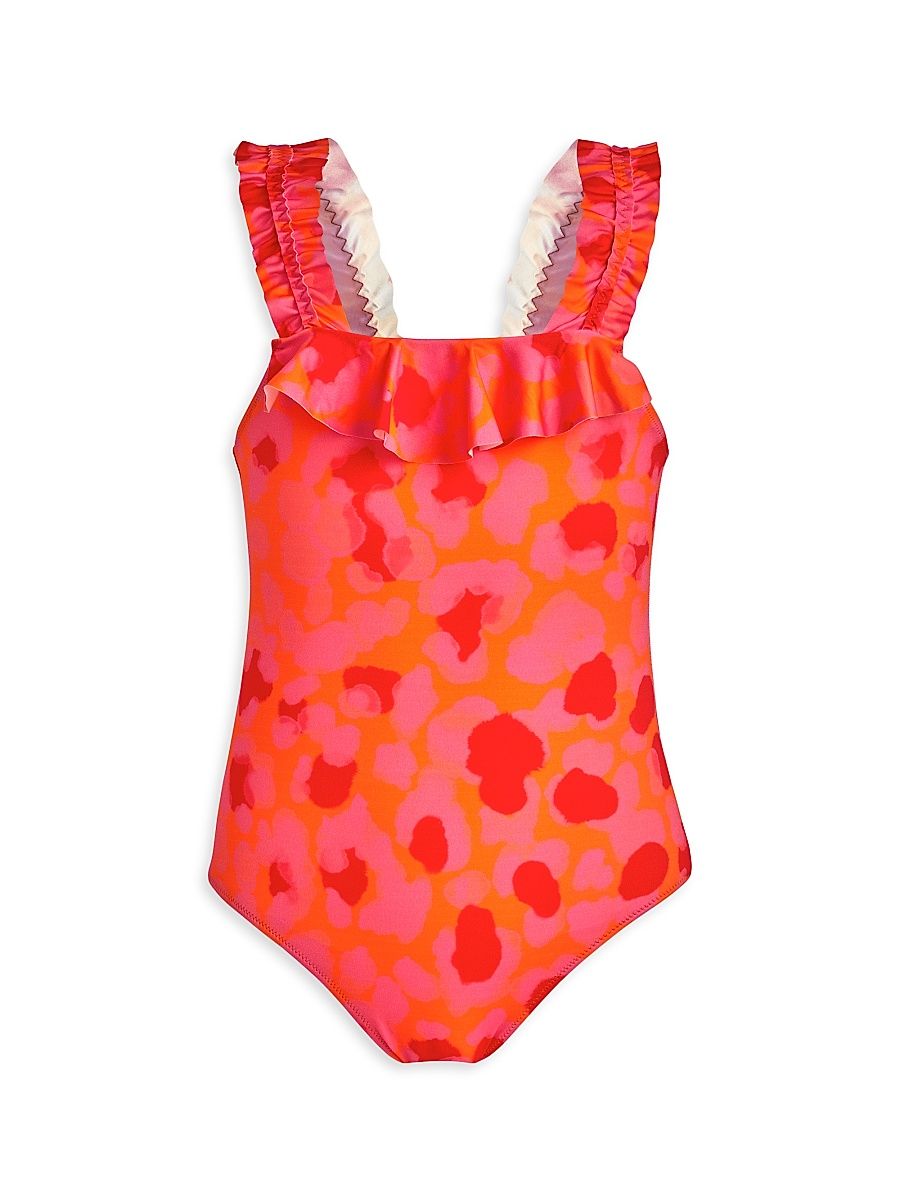 Little Girl's & Girl's Leopard One-Piece Swimsuit - New Leopard - Size 14