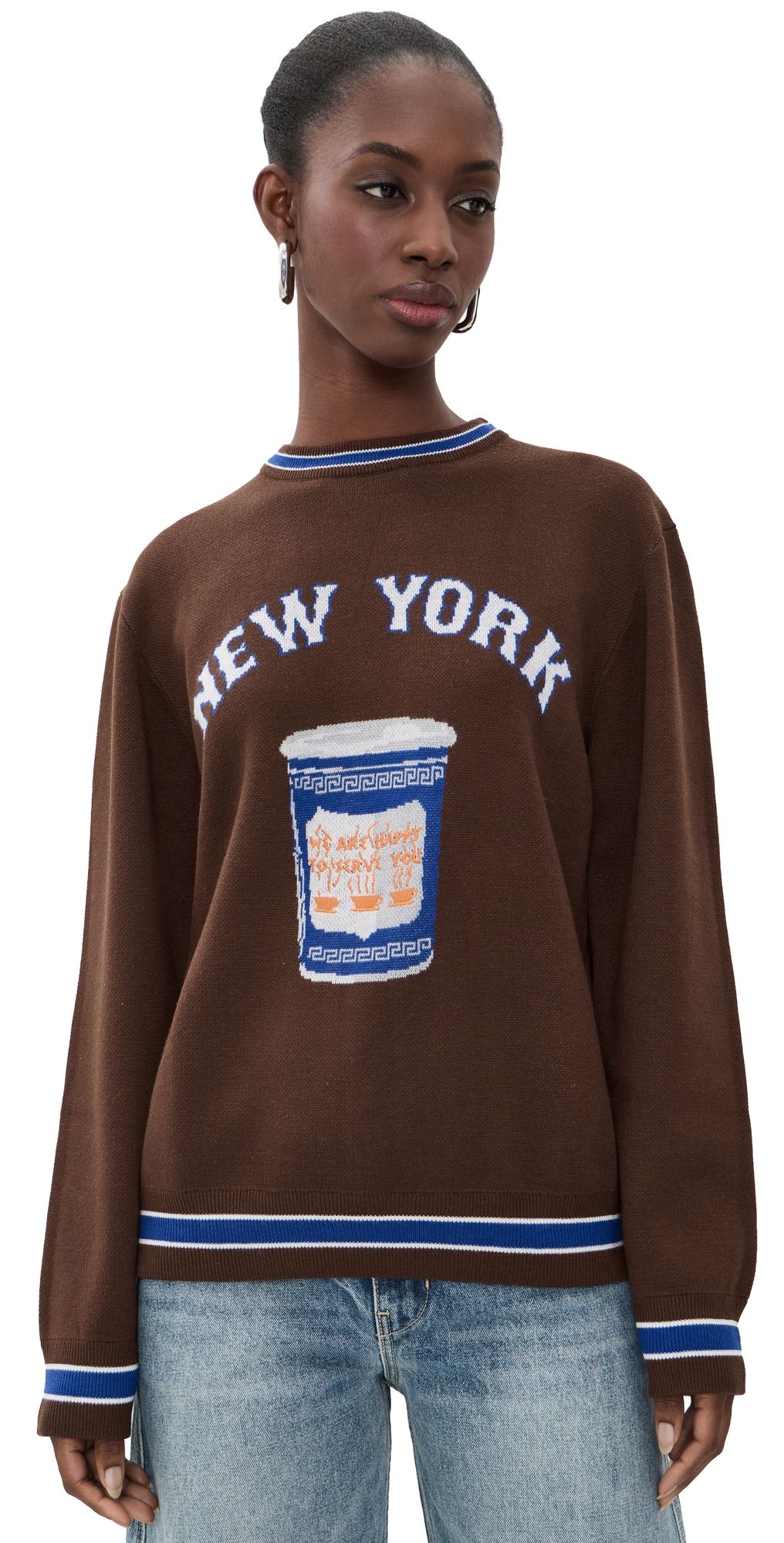 Terez NY Coffee Crew Sweater Brown M