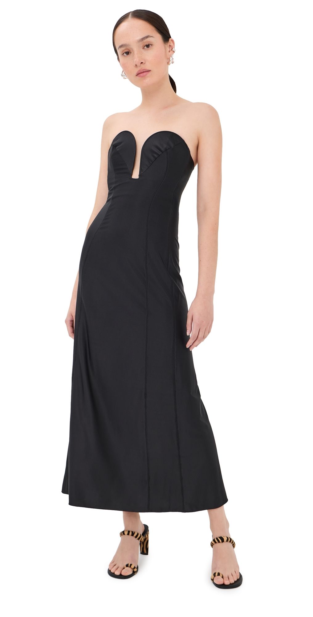 rabanne Heart-Shaped Bustier Midi Dress Black 34