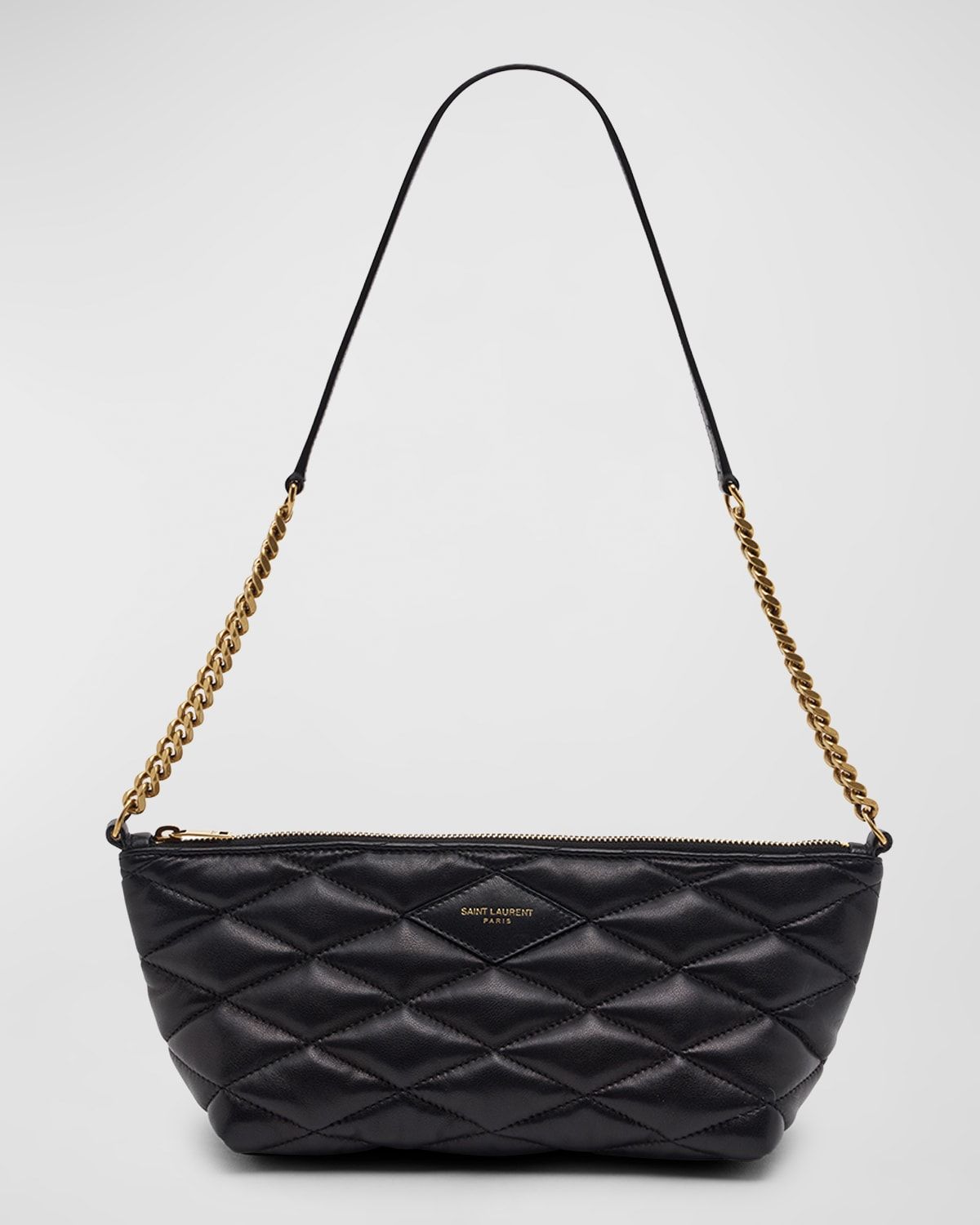 Ziptop Mini Shoulder Bag in Quilted Smooth Leather