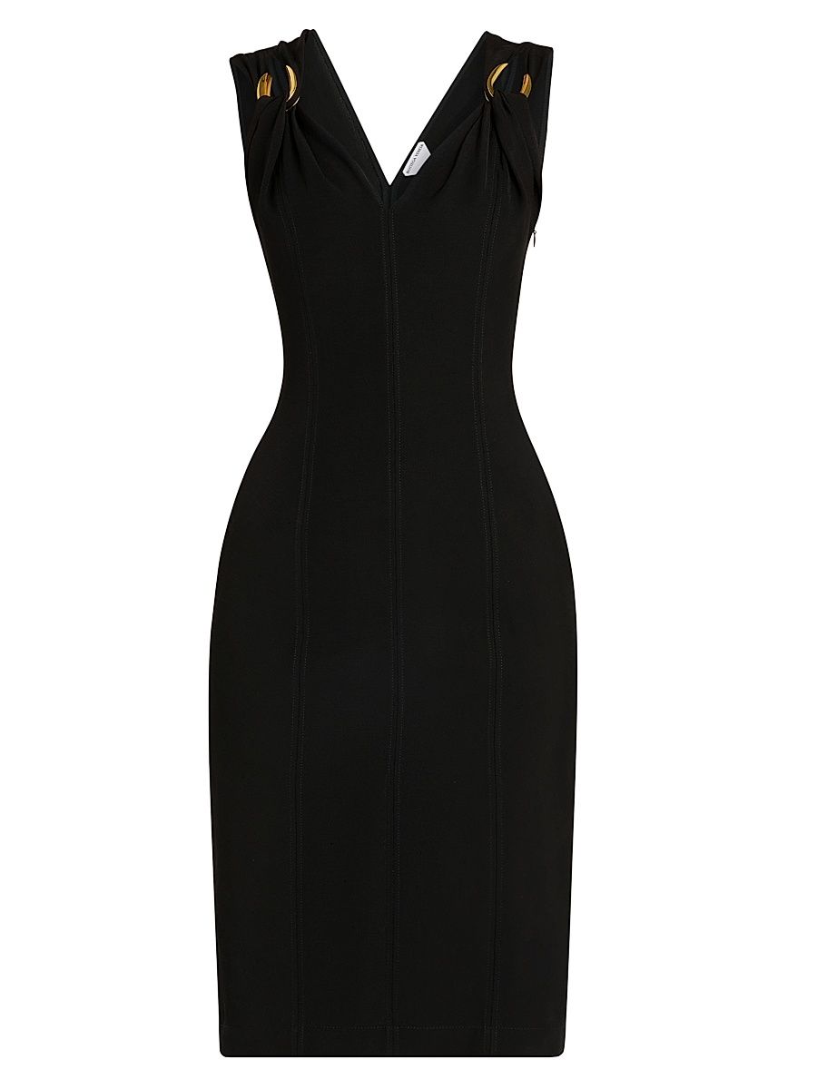 Women's Grainy Sculpted Metal Buckle Dress - Black - Size 6