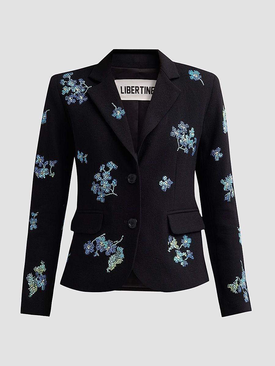 Women's Bluebell Lane Embellished Single-Breasted Classic Jacket - Black - Size Large