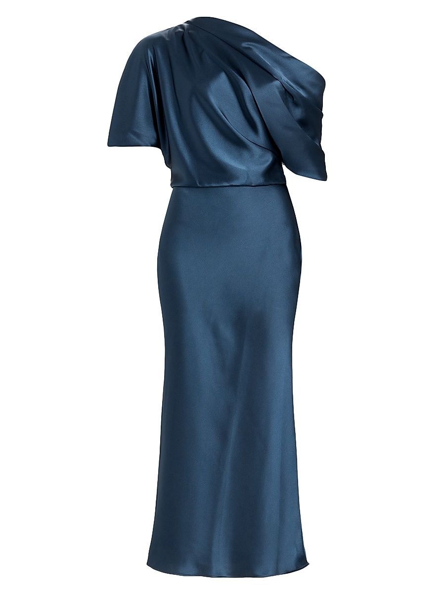 Amsale Women's Draped Satin Pencil Midi-Dress - French Blue - Size 18