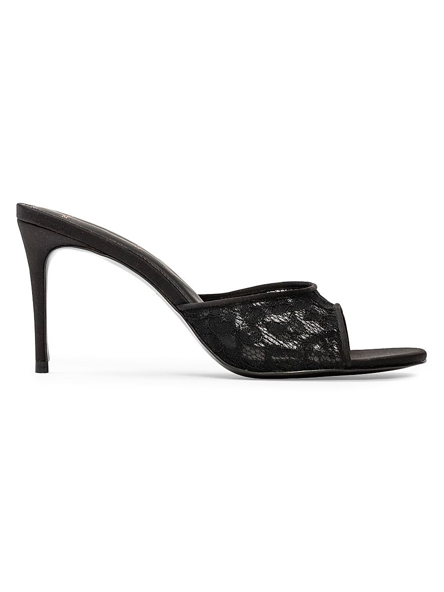 Women's Celeste 80MM Lace Mules - Black Lace - Size 11