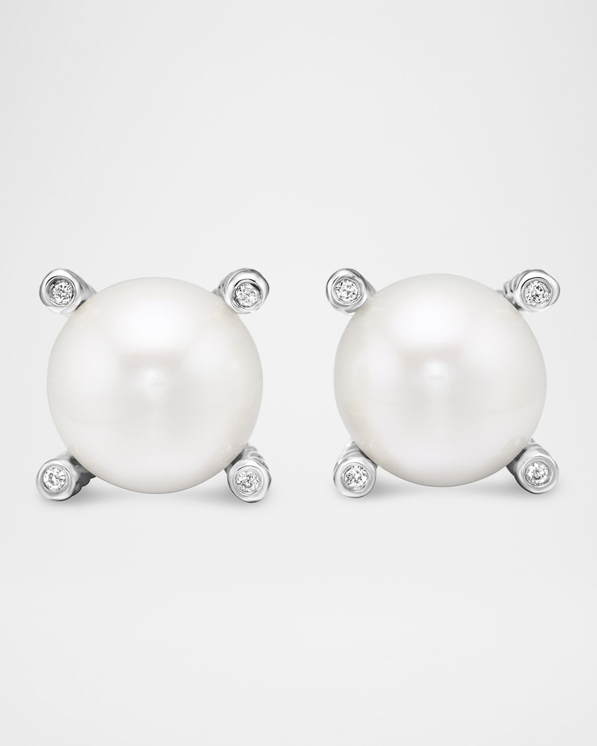 Pearl Earrings with Diamonds